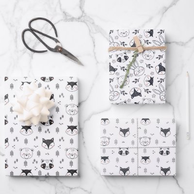 Animal Cute Illustration Wrapping Paper Sheets