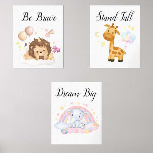 Animal Cute Nursery poster print Wall Art Set