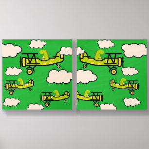 Animal Dinosaur Pilot Nursery Art Wood Photo Tile