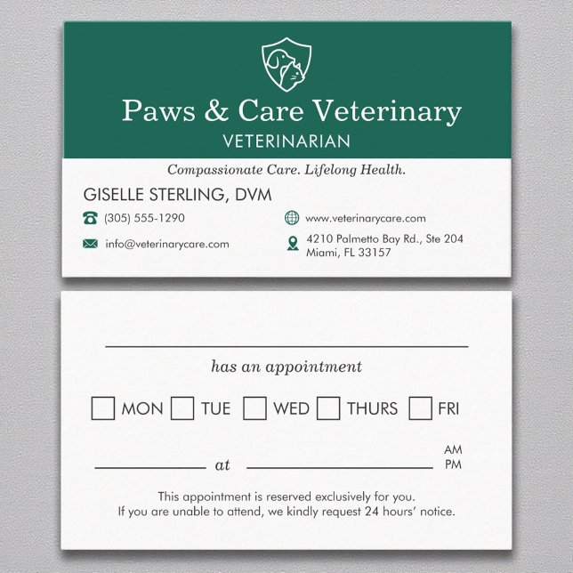 Animal Doctor Veterinary Office Appointment Business Card (Creator Uploaded)