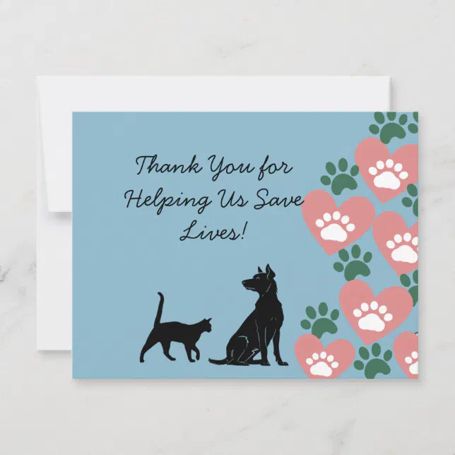 Animal Dog and cat rescue Thank You Card | Zazzle