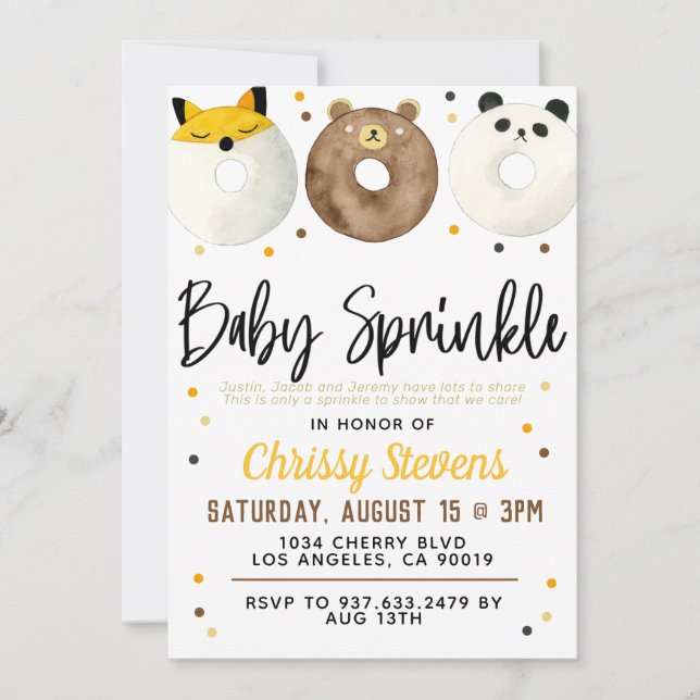 Animal Donut Baby Sprinkle Shower Invitation (Front)
