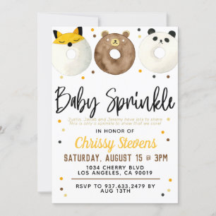 Animal Donut Baby Sprinkle Shower Invitation