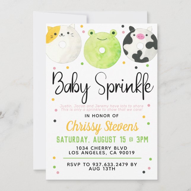Animal Donut Baby Sprinkle Shower Invitation (Front)