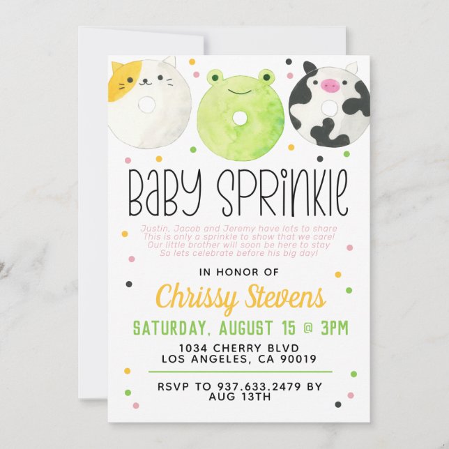 Animal Donut Baby Sprinkle Shower Invitation (Front)
