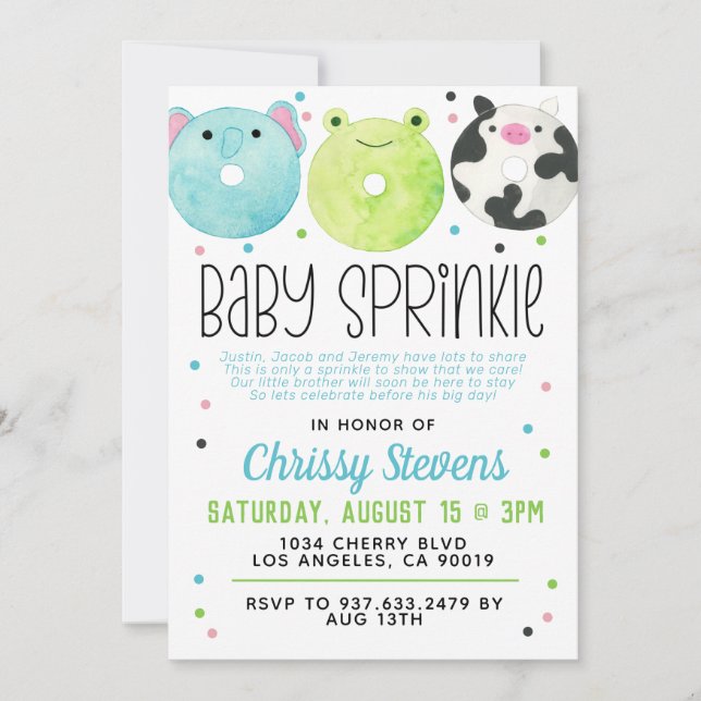 Animal Donut Baby Sprinkle Shower Invitation (Front)