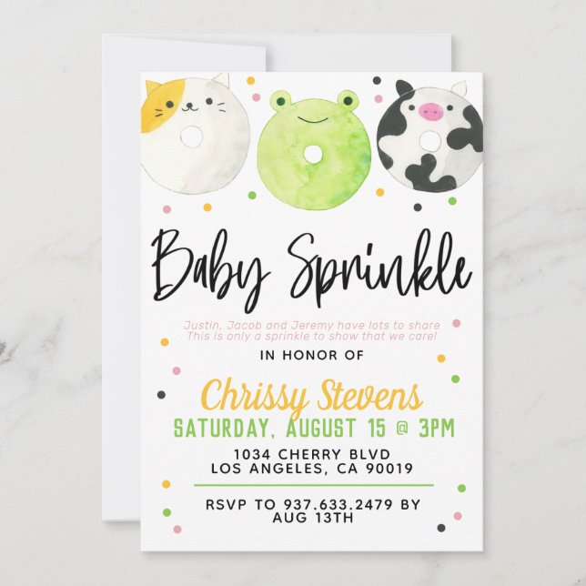 Animal Donut Baby Sprinkle Shower Invitation (Front)