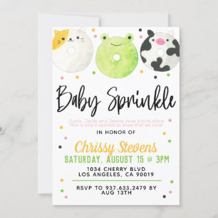 Animal Donut Baby Sprinkle Shower Invitation