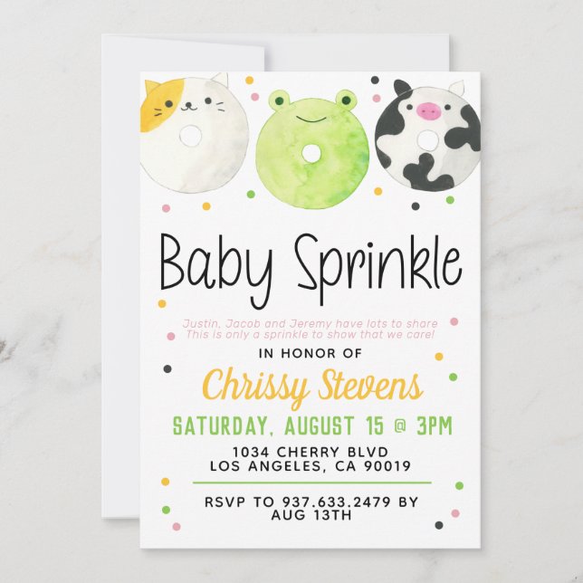 Animal Donut Baby Sprinkle Shower Invitation (Front)