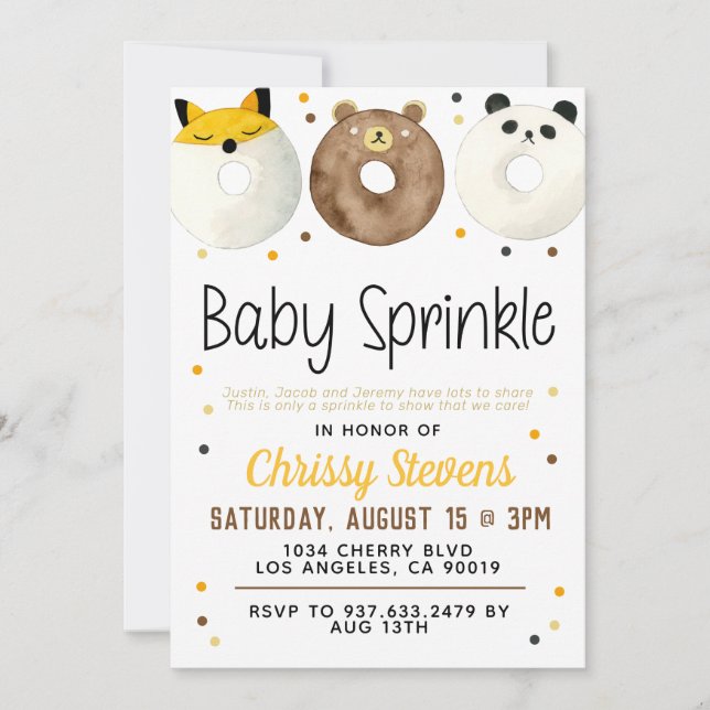 Animal Donut Baby Sprinkle Shower Invitation (Front)