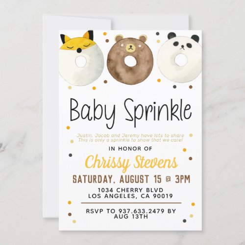 Animal Donut Baby Sprinkle Shower Invitation