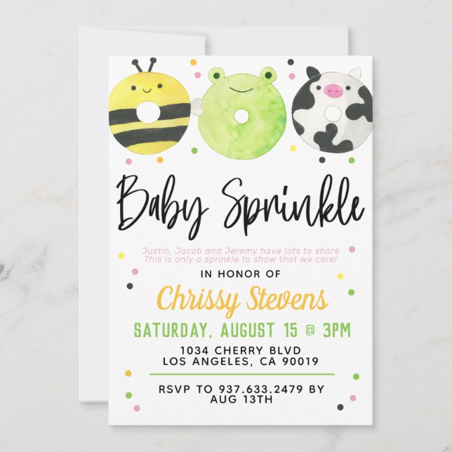 Animal Donut Baby Sprinkle Shower Invitation (Front)