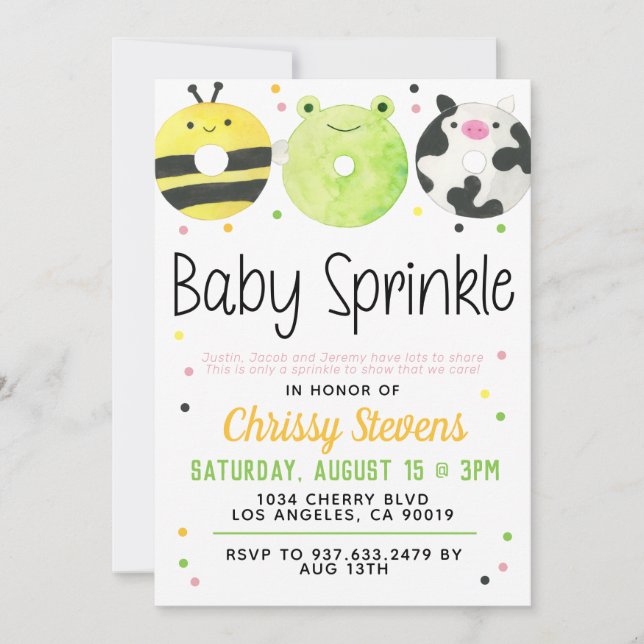 Animal Donut Baby Sprinkle Shower Invitation (Front)