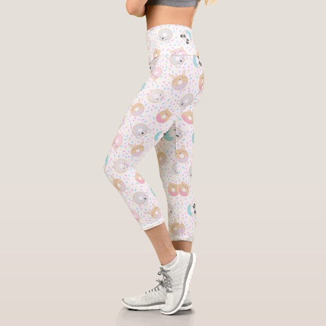 Animal Donuts And Sprinkles Cute Capri Leggings (Left)
