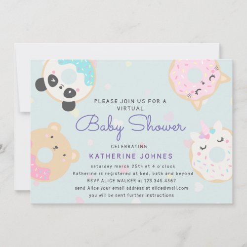 animal donuts cute virtual baby shower invite