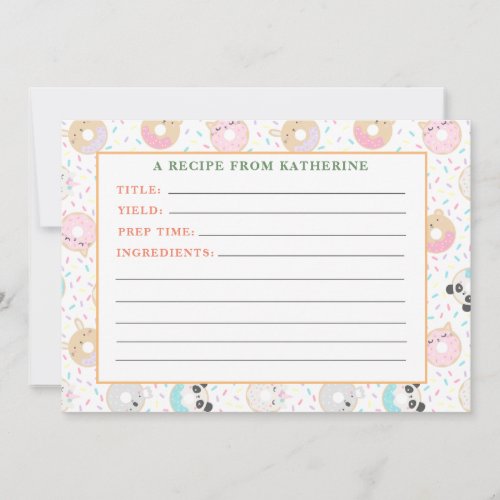 animal donuts detailed recipe note card