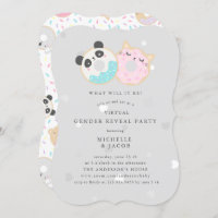 animal donuts virtual Gender Reveal Invitation