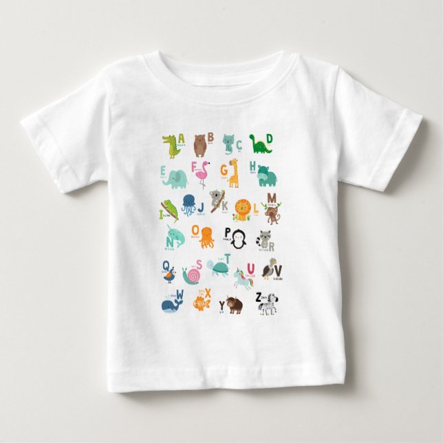 Animal Doodle Alphabet Baby T-Shirt (Front)