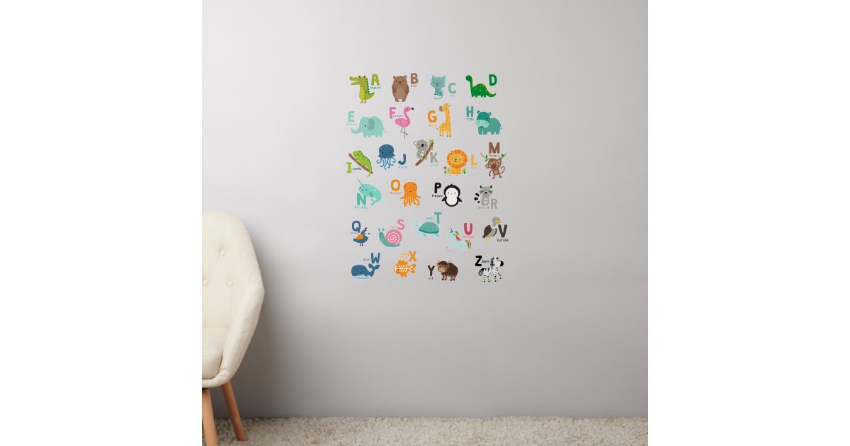 Animal Doodle Alphabet Wall Decal | Zazzle