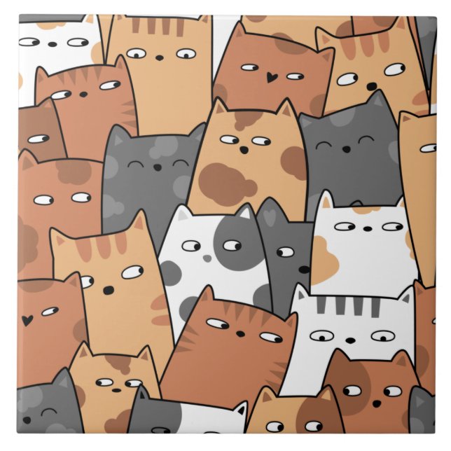 Animal Doodle Art Ceramic Tile (Front)