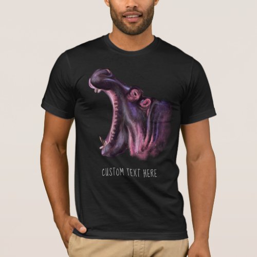 Animal Drawing Collection Big Hippo Add Your Text T_Shirt