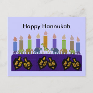 Animal Dreidel Hannukah Menorah Postcards