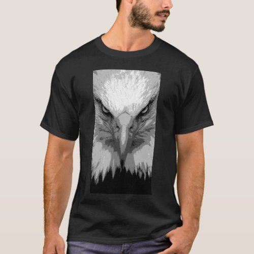 Animal Eagle Face Template Modern Mens Black T_Shirt