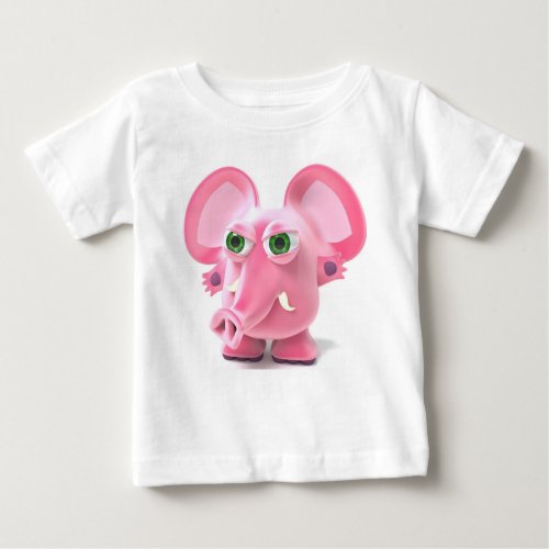 Animal Elephant Pink Baby T_Shirt