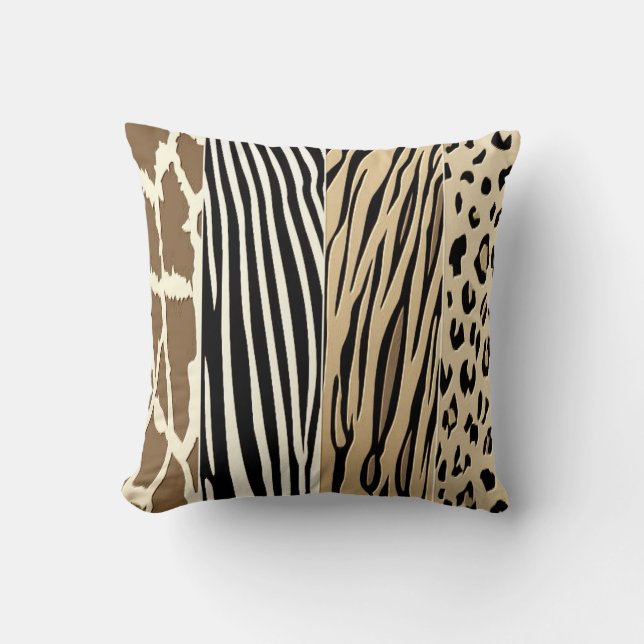Animal Embossed Printed Zebra Stripe Pillow (Front)