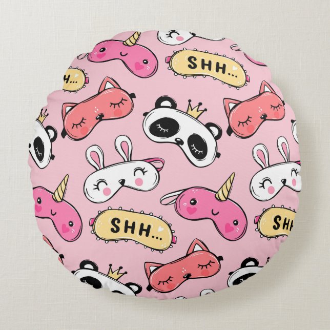 Animal Face Shhh Round Pillow (Front)