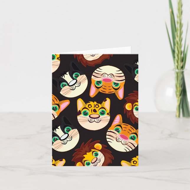 Animal Faces Pattern Cats Lions Dogs Card (Creator Uploaded)