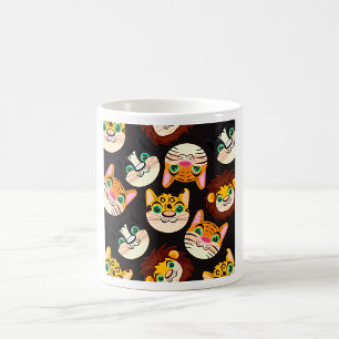 Animal Faces Pattern Cats Lions Dogs Coffee Mug