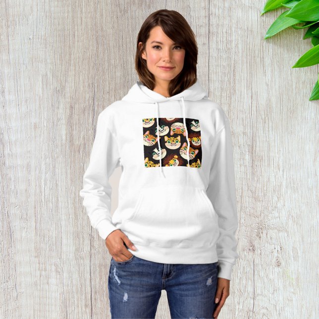 Animal Faces Pattern Cats Lions Dogs Hoodie (Creator Uploaded)