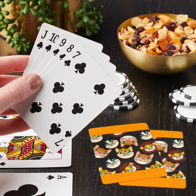 Animal Faces Pattern Cats Lions Dogs Poker Cards (Creator Uploaded)