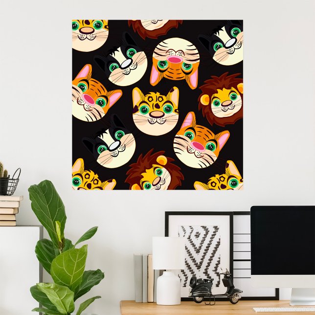 Animal Faces Pattern Cats Lions Dogs Poster (Creator Uploaded)