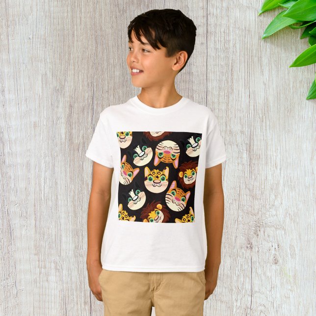 Animal Faces Pattern Cats Lions Dogs T-Shirt (Creator Uploaded)
