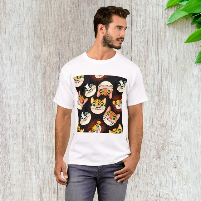 Animal Faces Pattern Cats Lions Dogs T-Shirt (Creator Uploaded)