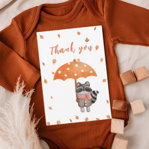 Animal Fall Forest Watercolor Neutral Baby Shower Thank You Card