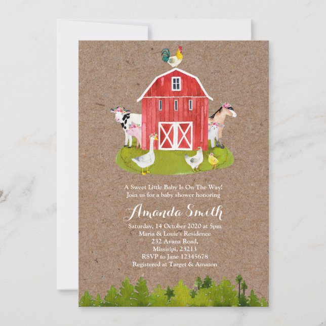 Animal Farm Baby Shower Invitation (Front)