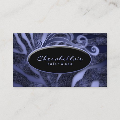 Customizable Animal Fashion Salon Spa Business Card Zebra Blue