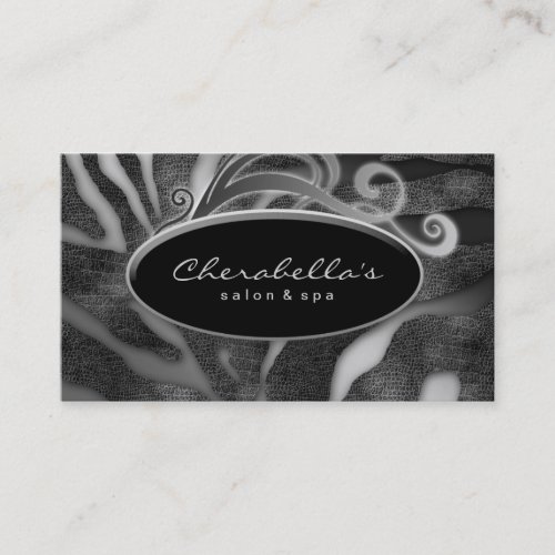 Animal Fashion Salon Spa Business Card Zebra Gray