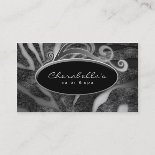 Customizable Animal Fashion Salon Spa Business Card Zebra Gray