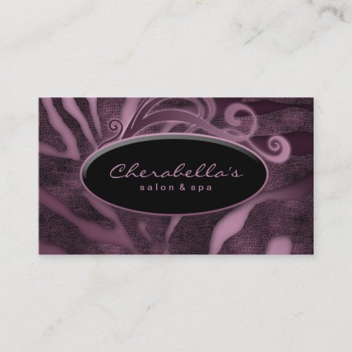 Customizable Animal Fashion Salon Spa Business Card Zebra Purp