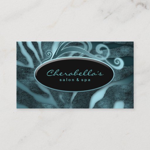 Customizable Animal Fashion Salon Spa Business Card Zebra Teal