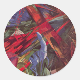 Animal Fates by Franz Marc, Vintage Cubism Art Classic Round Sticker
