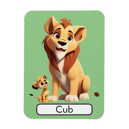 Animal Flashcard LionCub kids animals Learning Magnet
