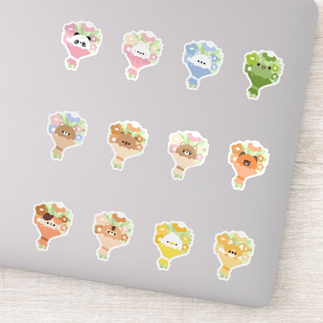 Animal Flower Bouquet Sticker (Detail)