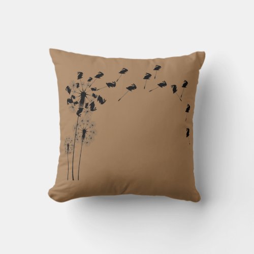 Animal Flower Plant Dandelion Rabbit  Throw Pillow