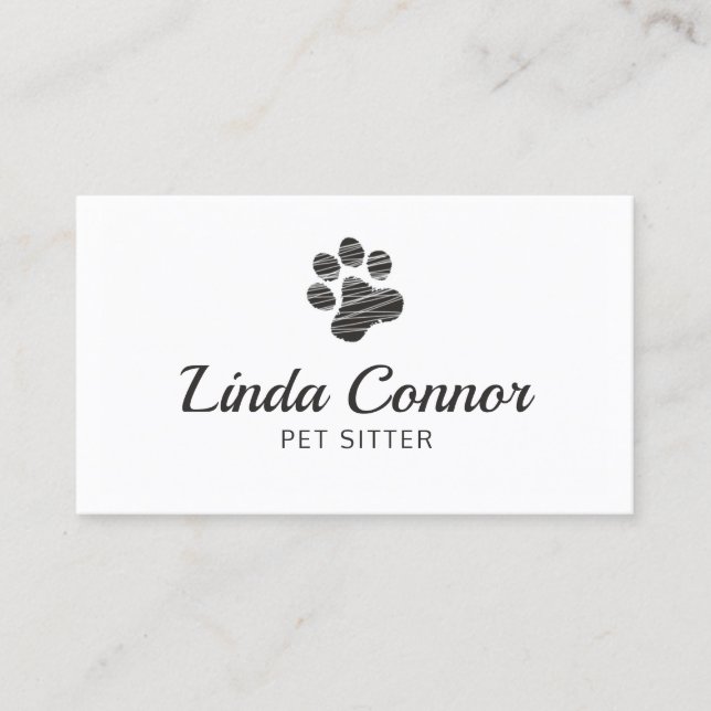 Animal Footprint Dog Grooming or Pet Sitter  Business Card (Front)
