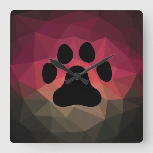 Animal footprint pet paw geometriceffect square wall clock